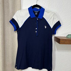 U.S. Polo Assn. - Women's Short Sleeve Polo - Navy & White Size: M